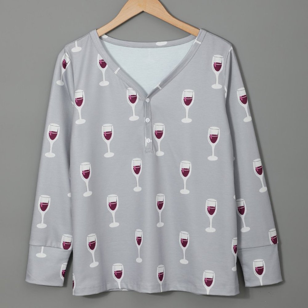 Trendy WINE Glass Pajamas Lounge Set - Picture 3 of 15